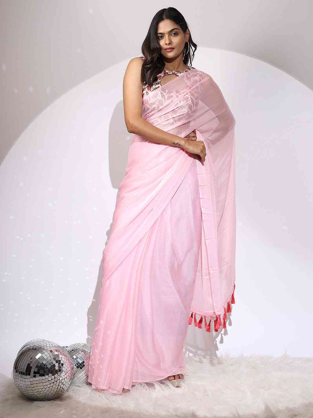 Chiffon Dual Tone Party Wear Design Saree by My Store