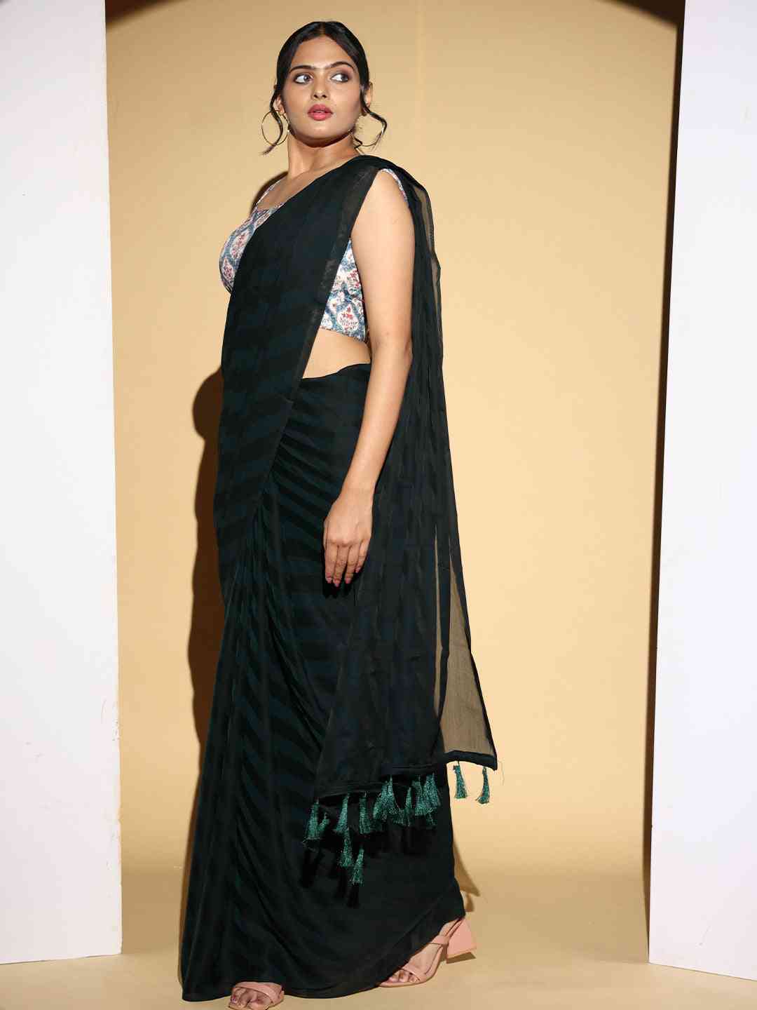Pure Chiffon Dual Tone Designer Saree by My Store