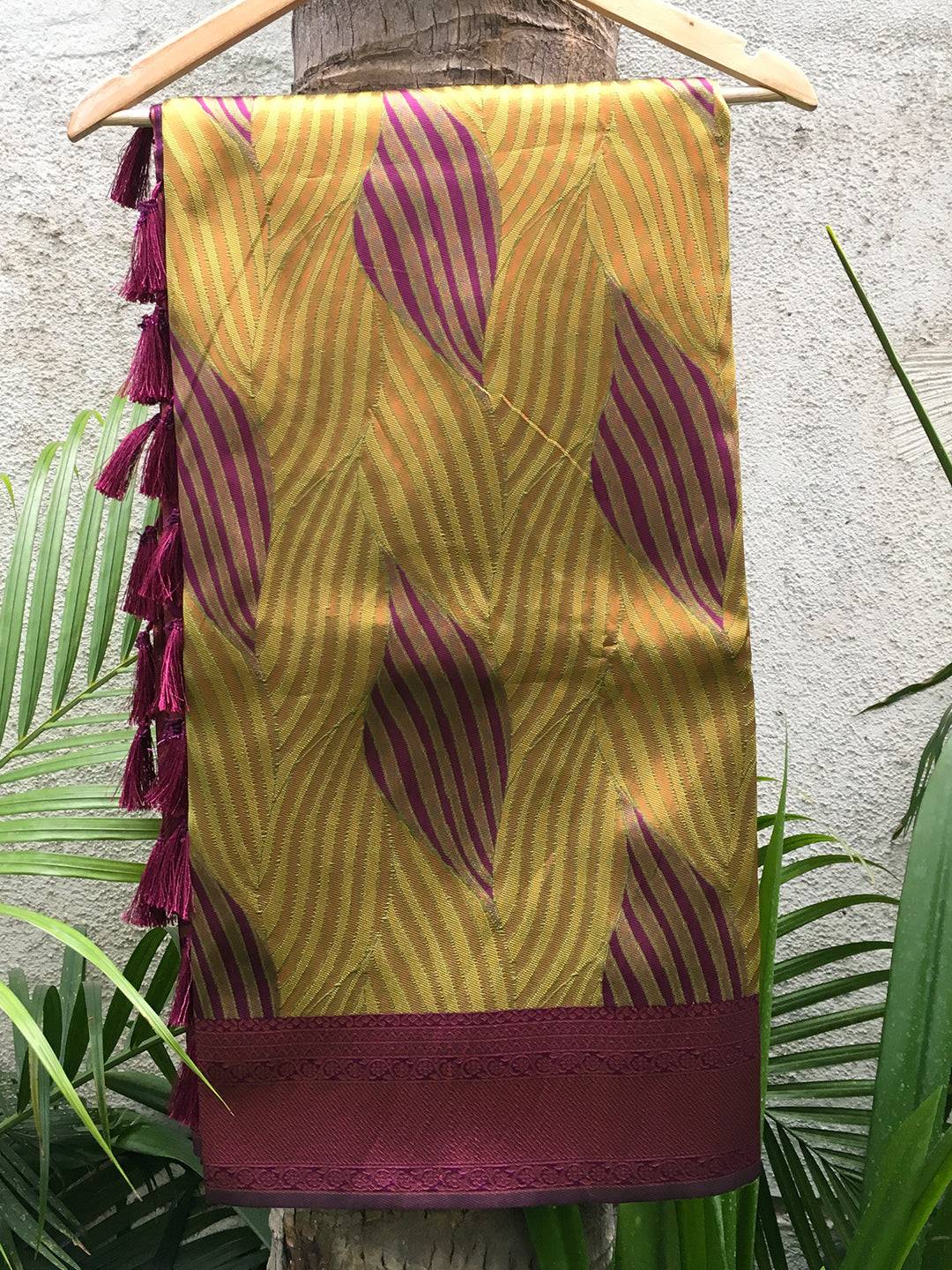 Green Tussar Silk Zari Weaving Ikkat Saree by My Store