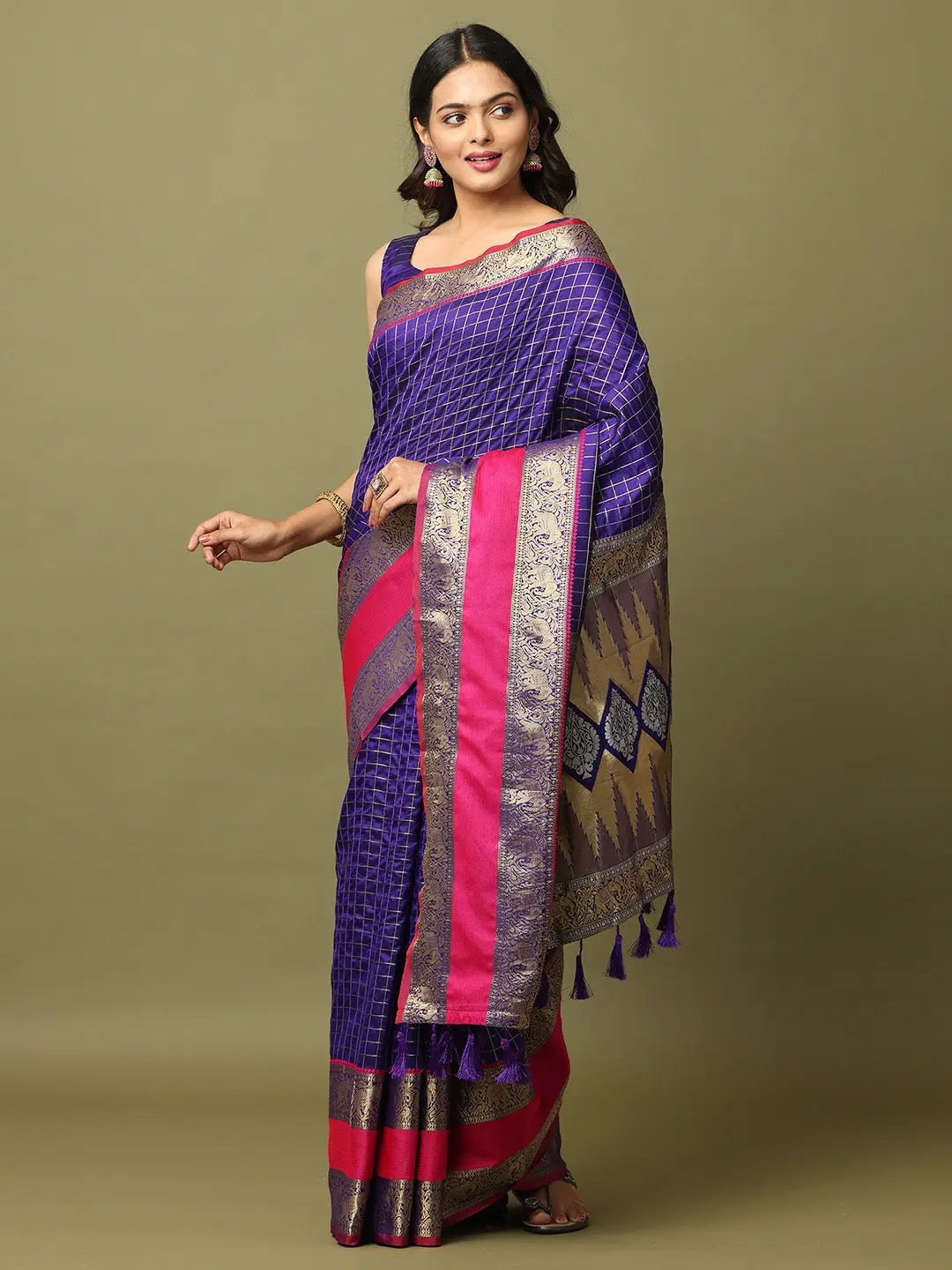 Soft Silk Woven Design Zari Kanchi Blend Banarasi Saree by My Store