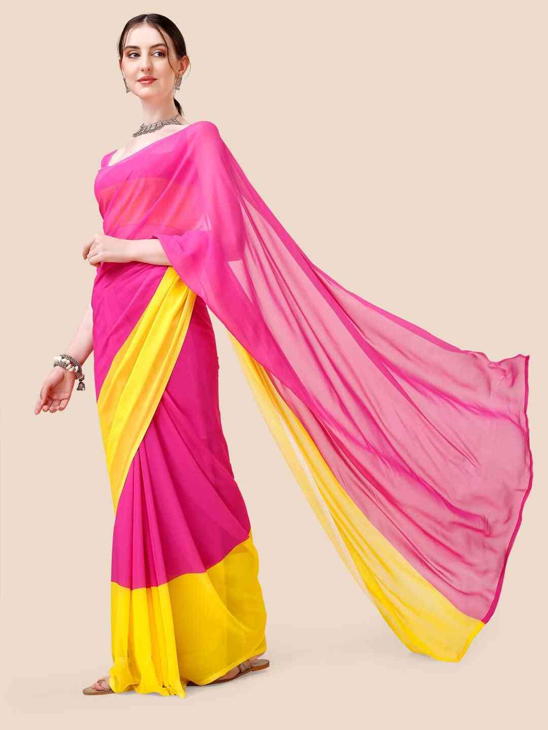 Stylish Rani Colour Ombre Poly Georgette Saree by My Store