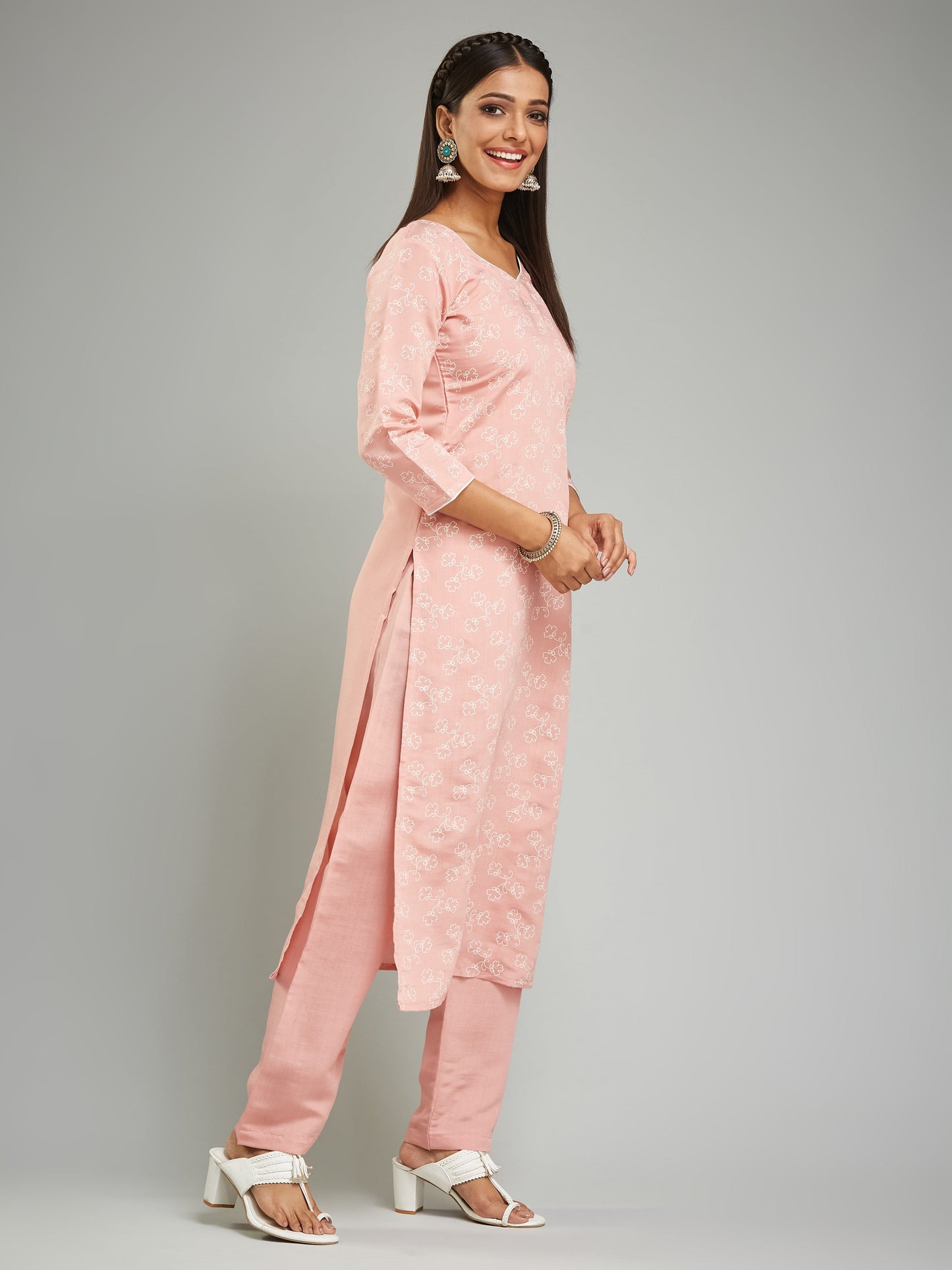 Office Wear Designer Peach Kurta Set