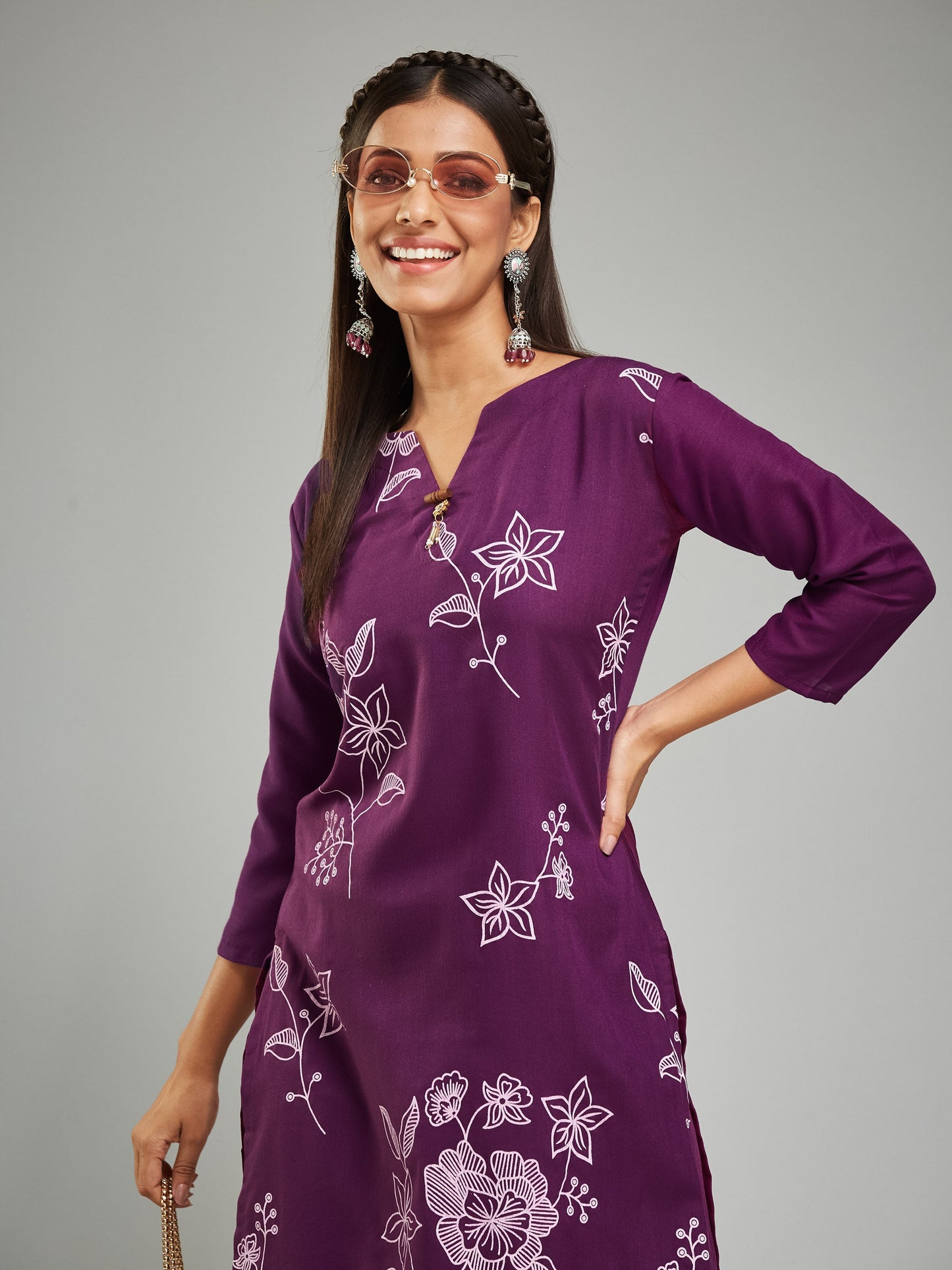 Ready To Wear Wine Kurta Set For Women's