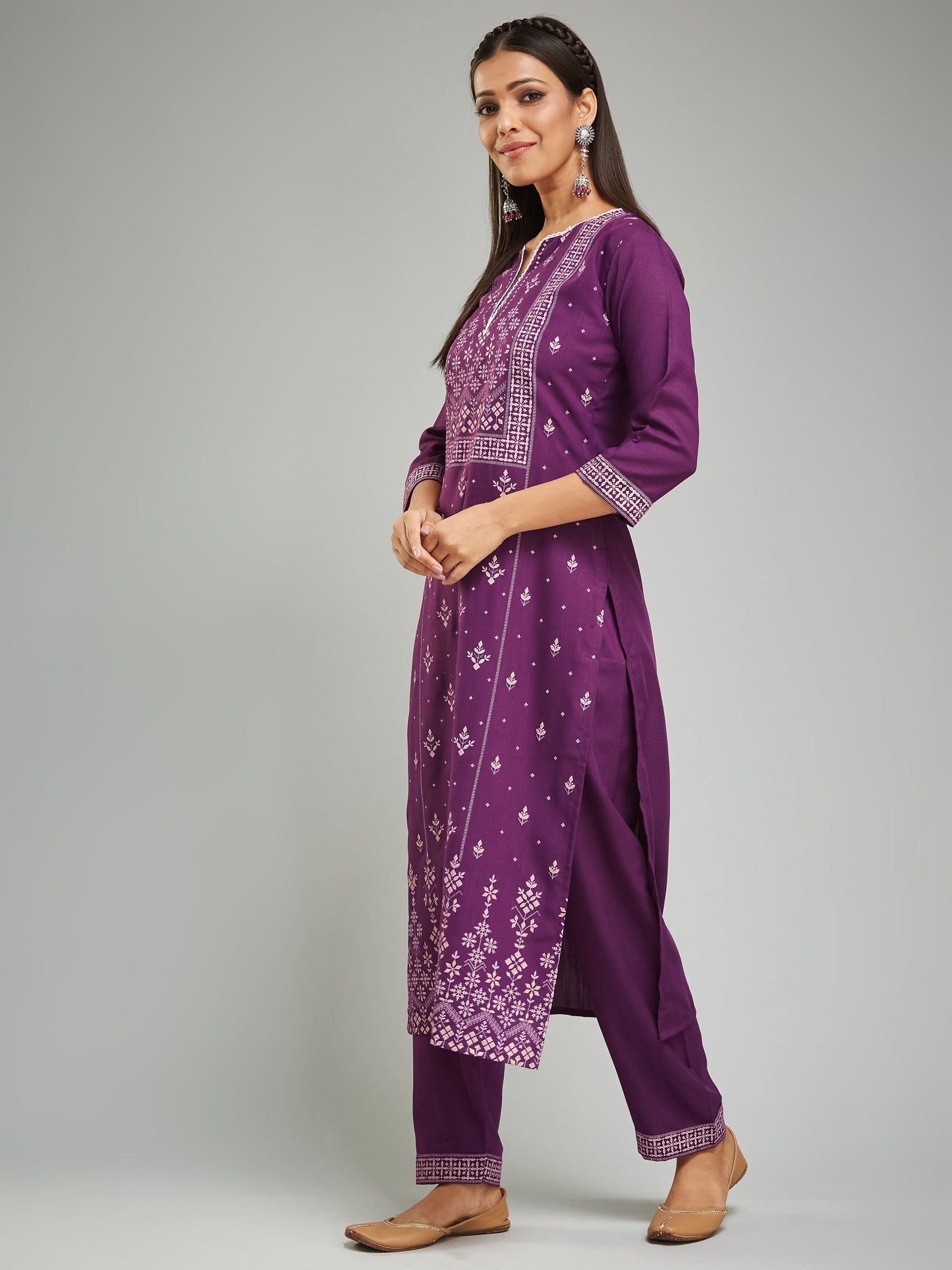 Trending Viscose Rayon Purple Kurta Set