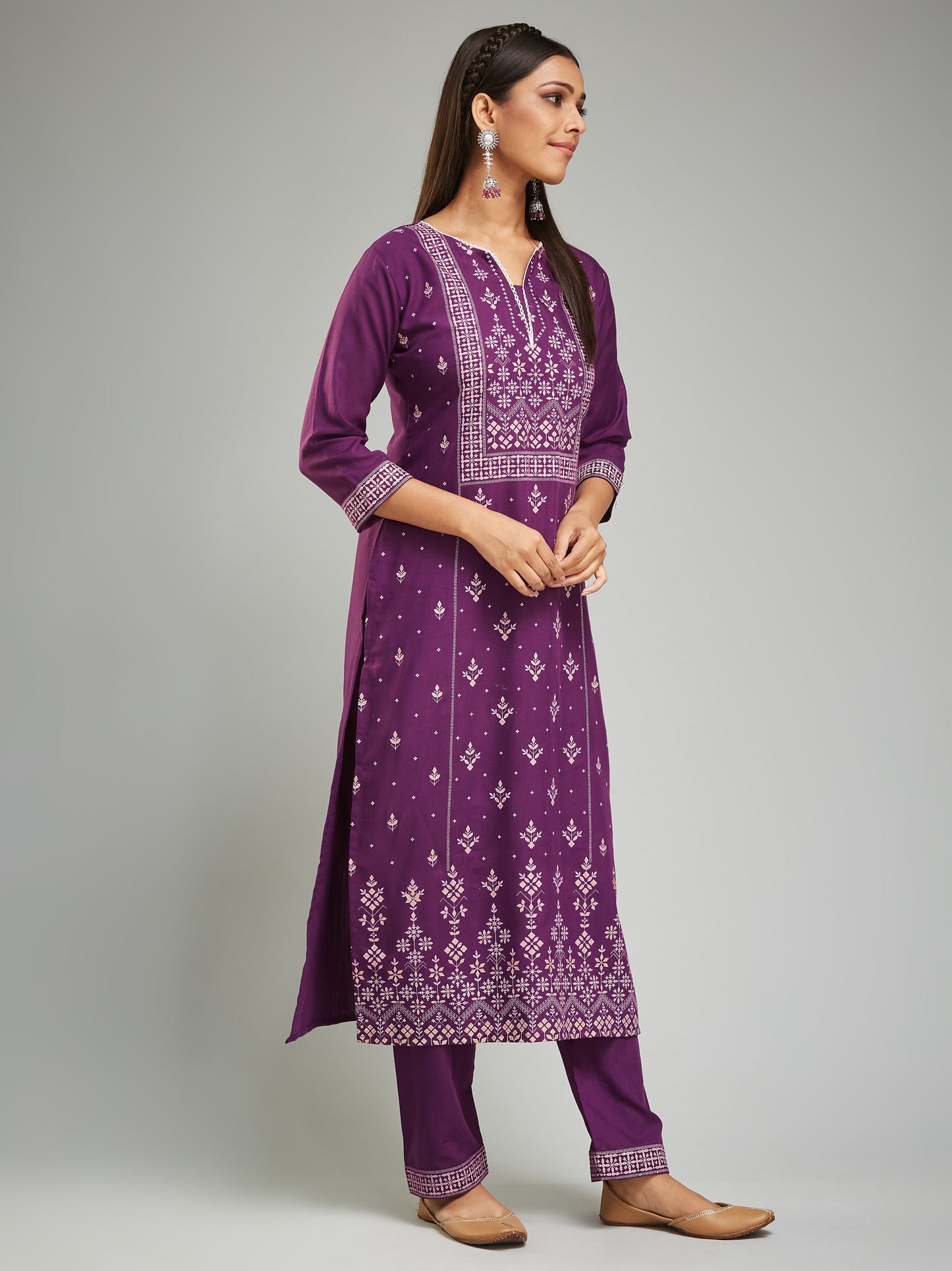 Trending Viscose Rayon Purple Kurta Set