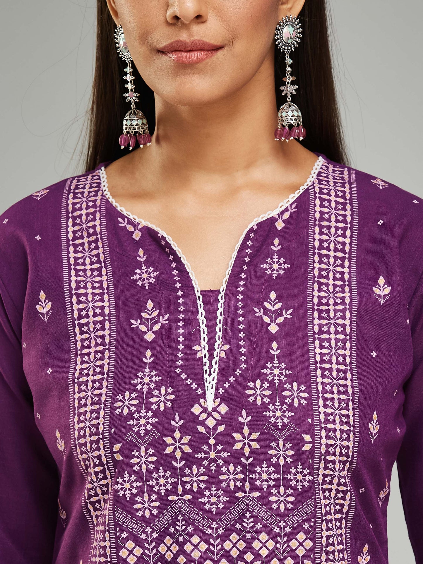 Trending Viscose Rayon Purple Kurta Set