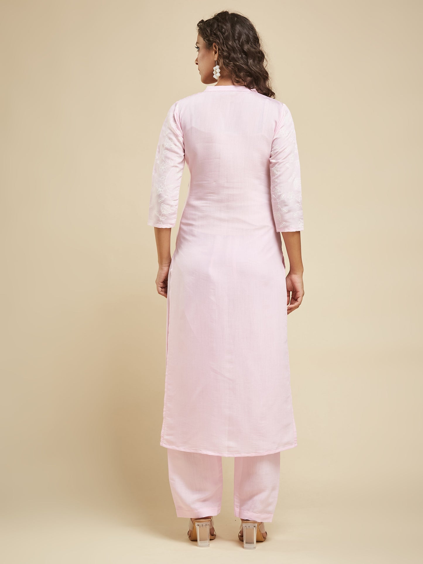 Festival Wear Viscose Baby Pink Kurta Set