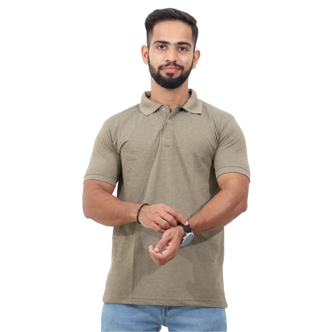 Men Polo T-Shirt Half Sleeves Brown