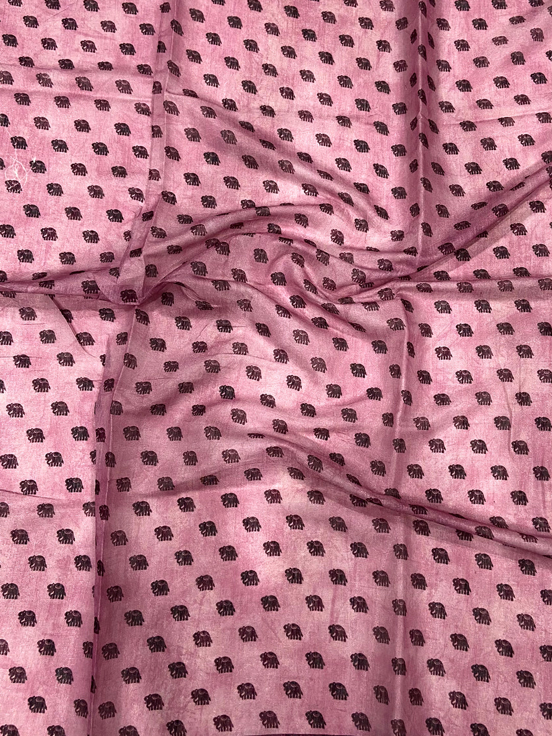 Blush Pink Warli Print Tissue Chanderi Saree by My Store