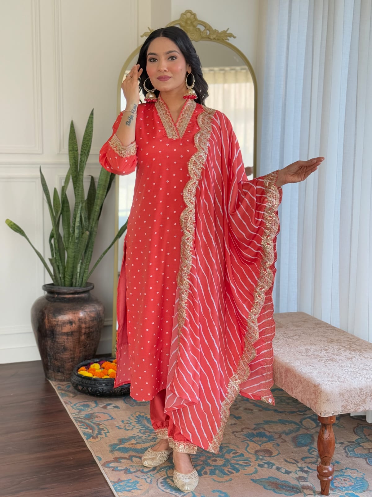Bold & Beautiful Red Kurta with Dupatta