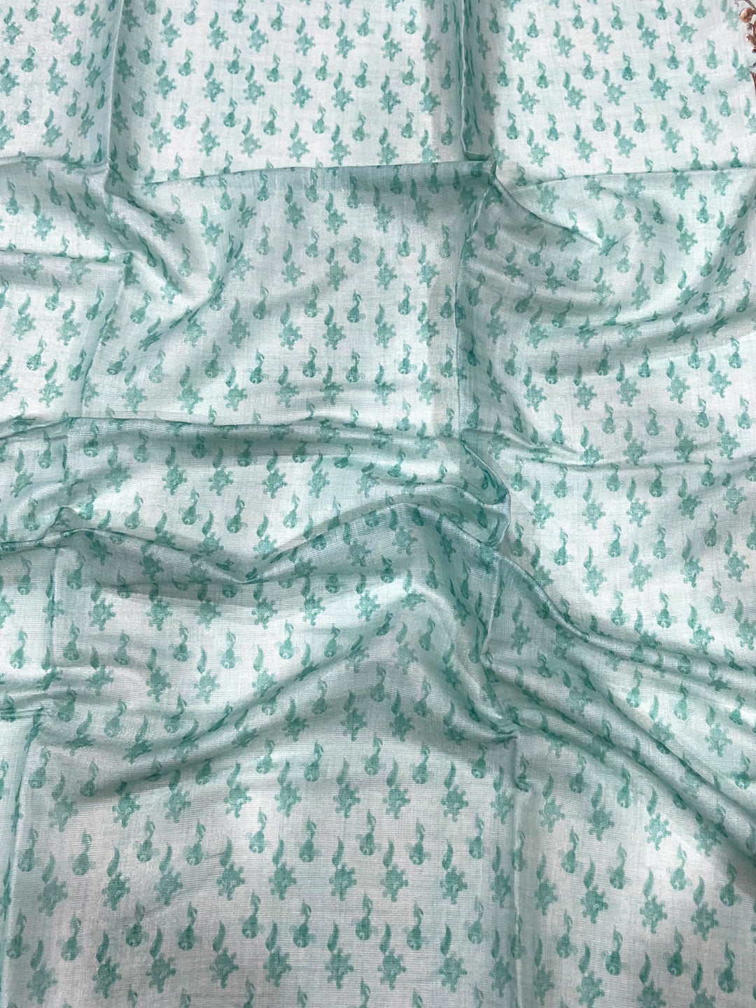 Light Blue Tussar Pashmina Kalamkari Saree by My Store