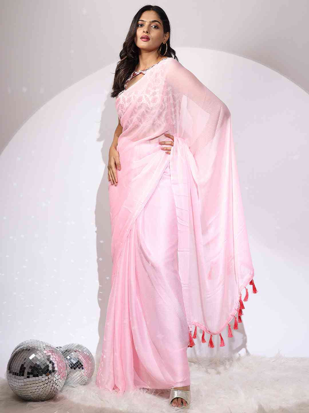 Chiffon Dual Tone Party Wear Design Saree by My Store
