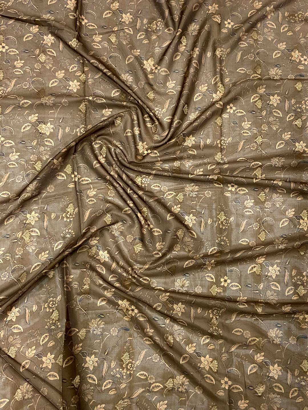 Olive Kalamkari Ombre Crepe Silk Saree by My Store