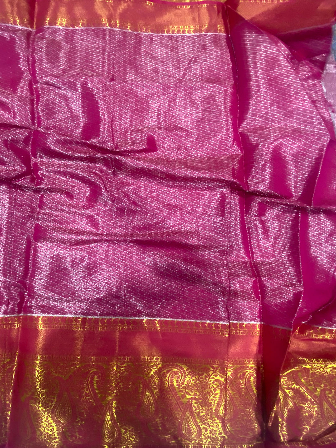 Royal Blue Dharmavaram Silk Floral Saree by My Store