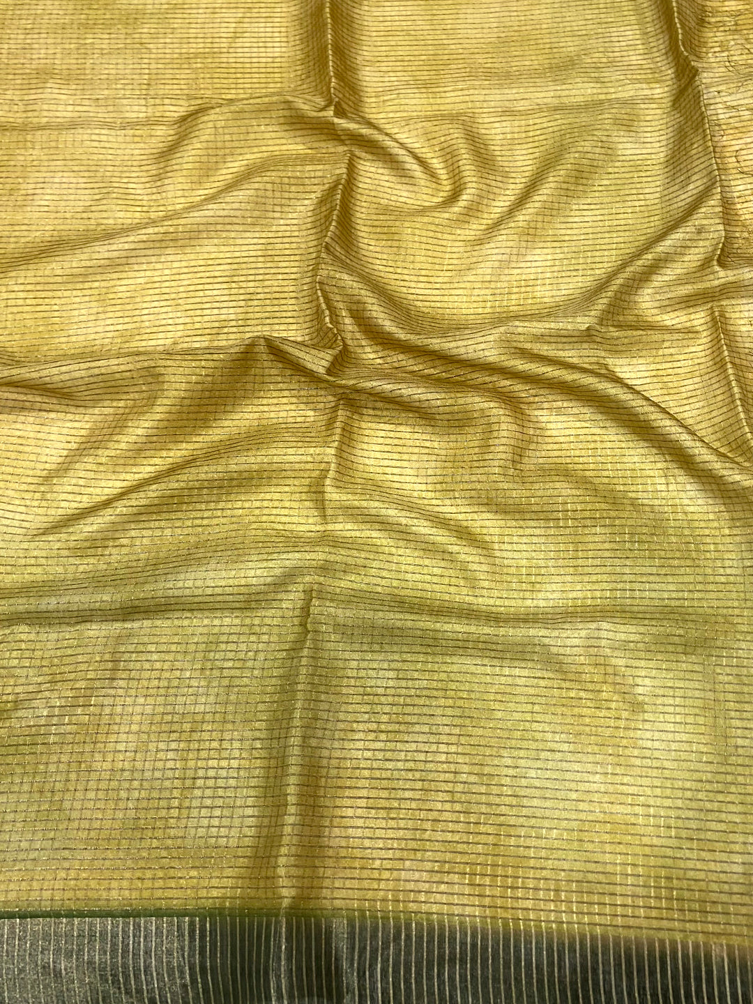 Olive Kalamkari Pichwai Black Check Saree by My Store