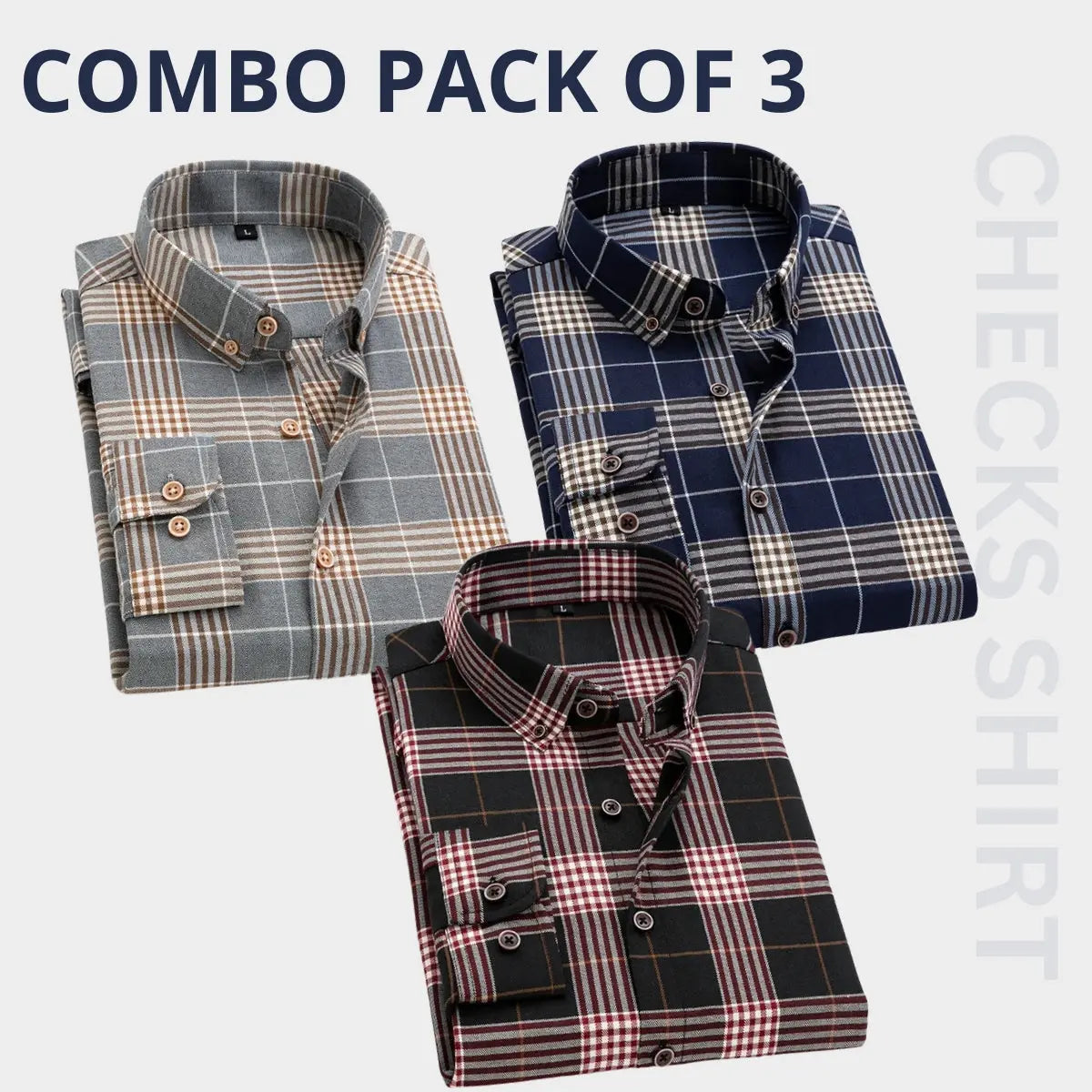 Men's Premium Check Shirt High Quality Combo Pack of 3 The Largest Online Store
