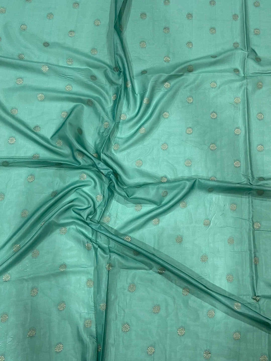 Pastel Teal Soft Crepe Silk Digital Ombre Saree by My Store