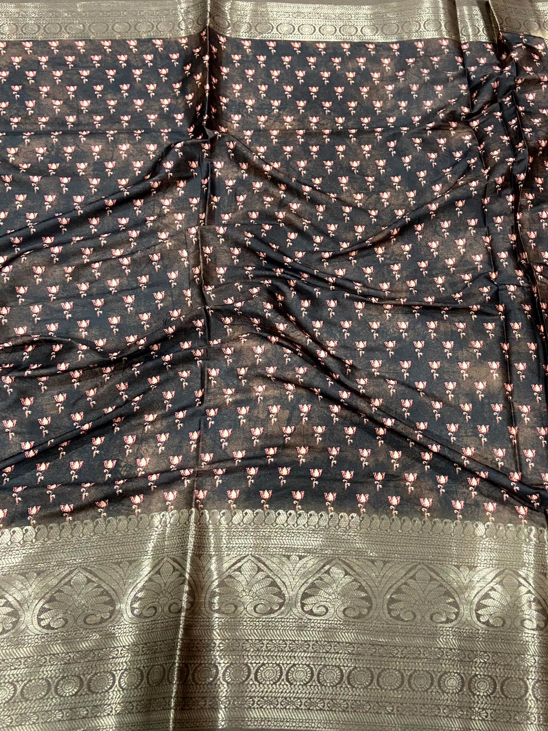 Soft Silk Kalamkari Print Saree In Peach by My Store