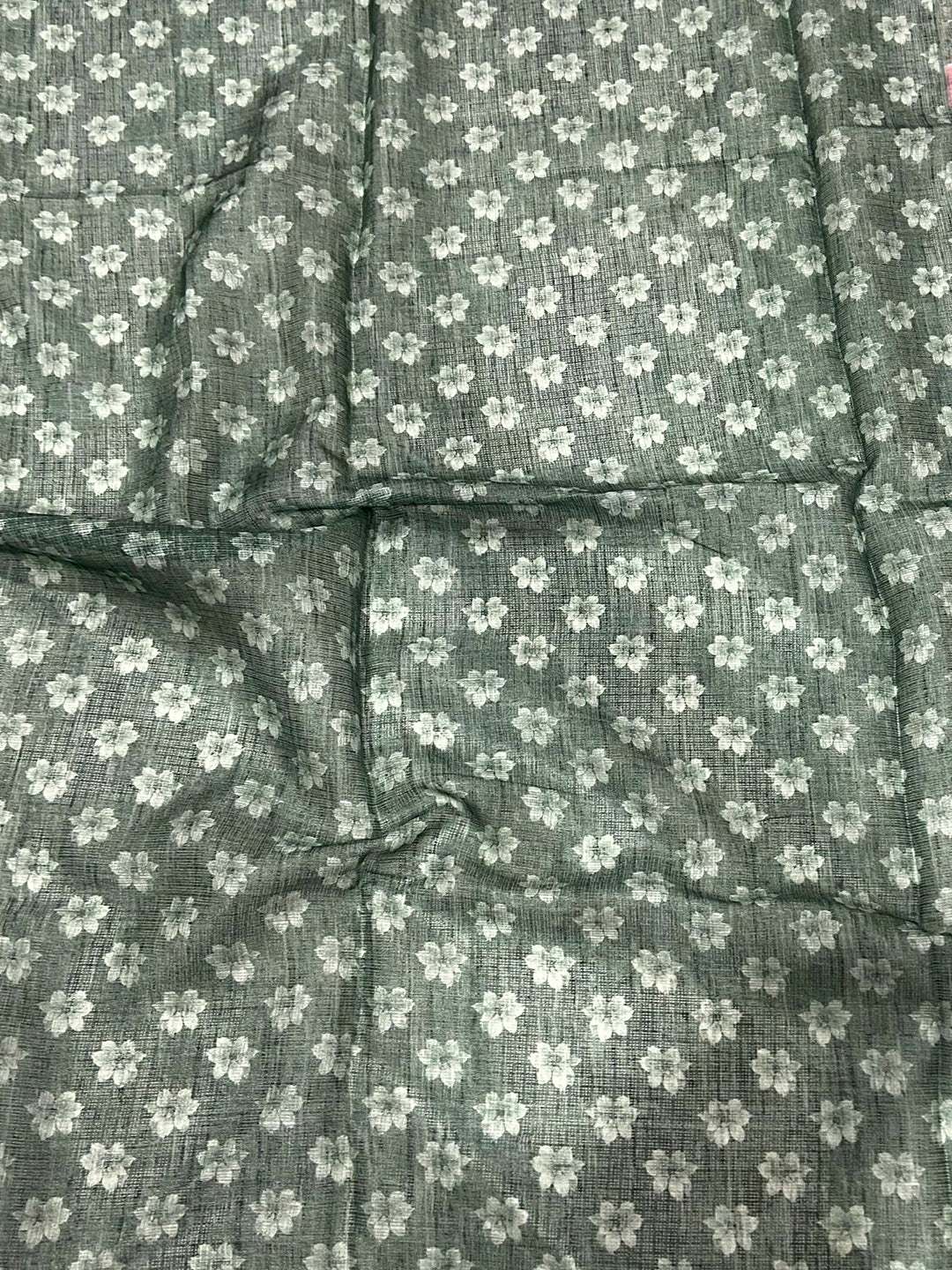 Mint Green Kota Doriya Floral Cut Work Saree by My Store