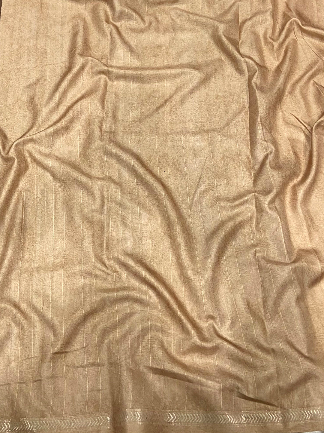 Brown Tussar Ghicha Stripe Saree by My Store