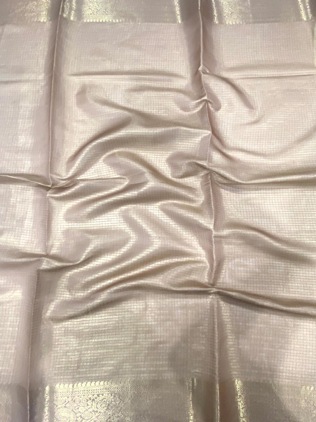 Stylish Pink Self Gold Zari Floral Print Saree