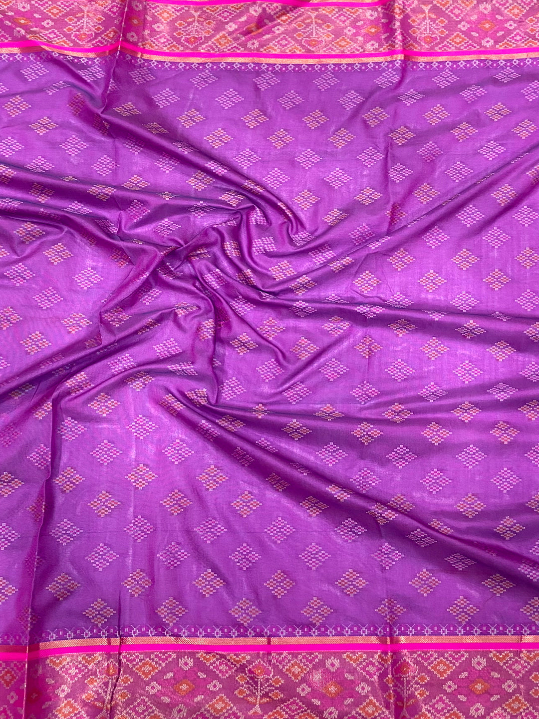 Sky Blue Pochampally Patola Soft Silk Saree