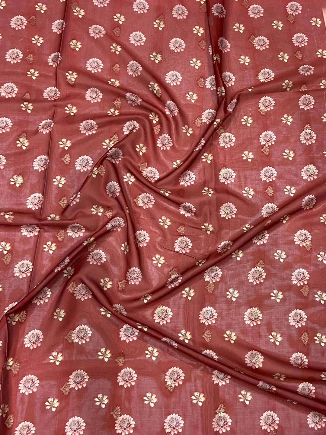 Peach Kalamkari Ombre Crepe Silk Saree by My Store