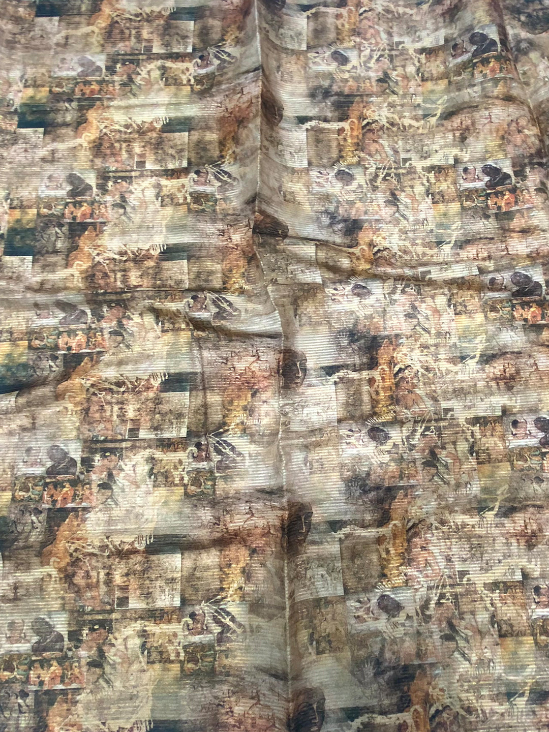 Green Gold Zari Tussar Batik Print Saree by My Store