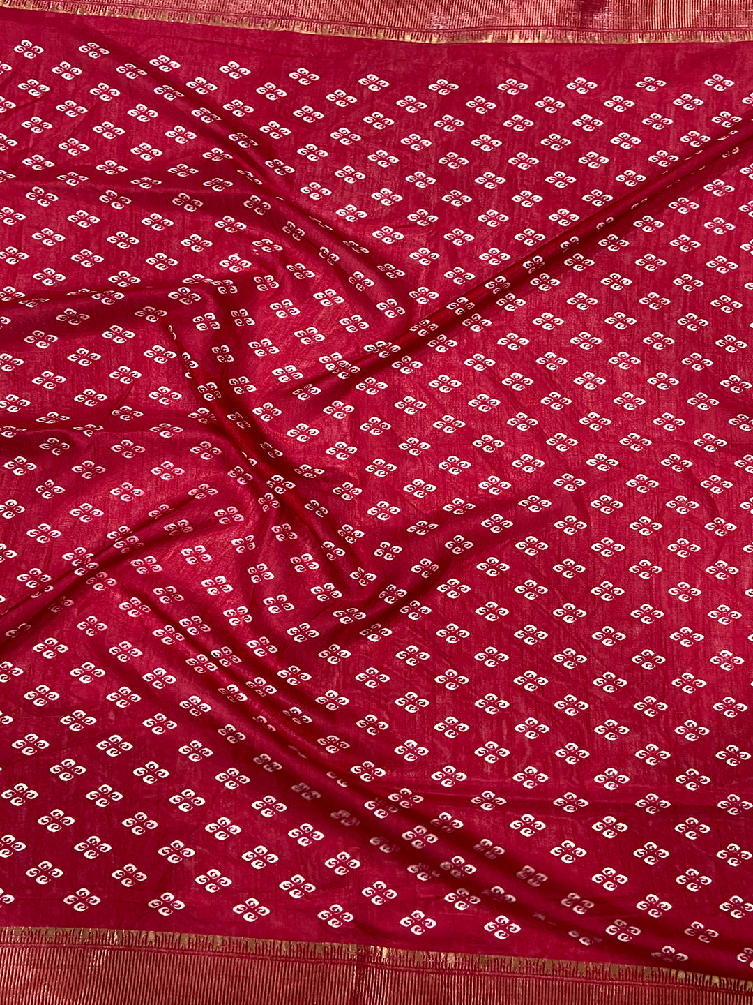 Red Soft Dola Bandhej Print Saree by My Store