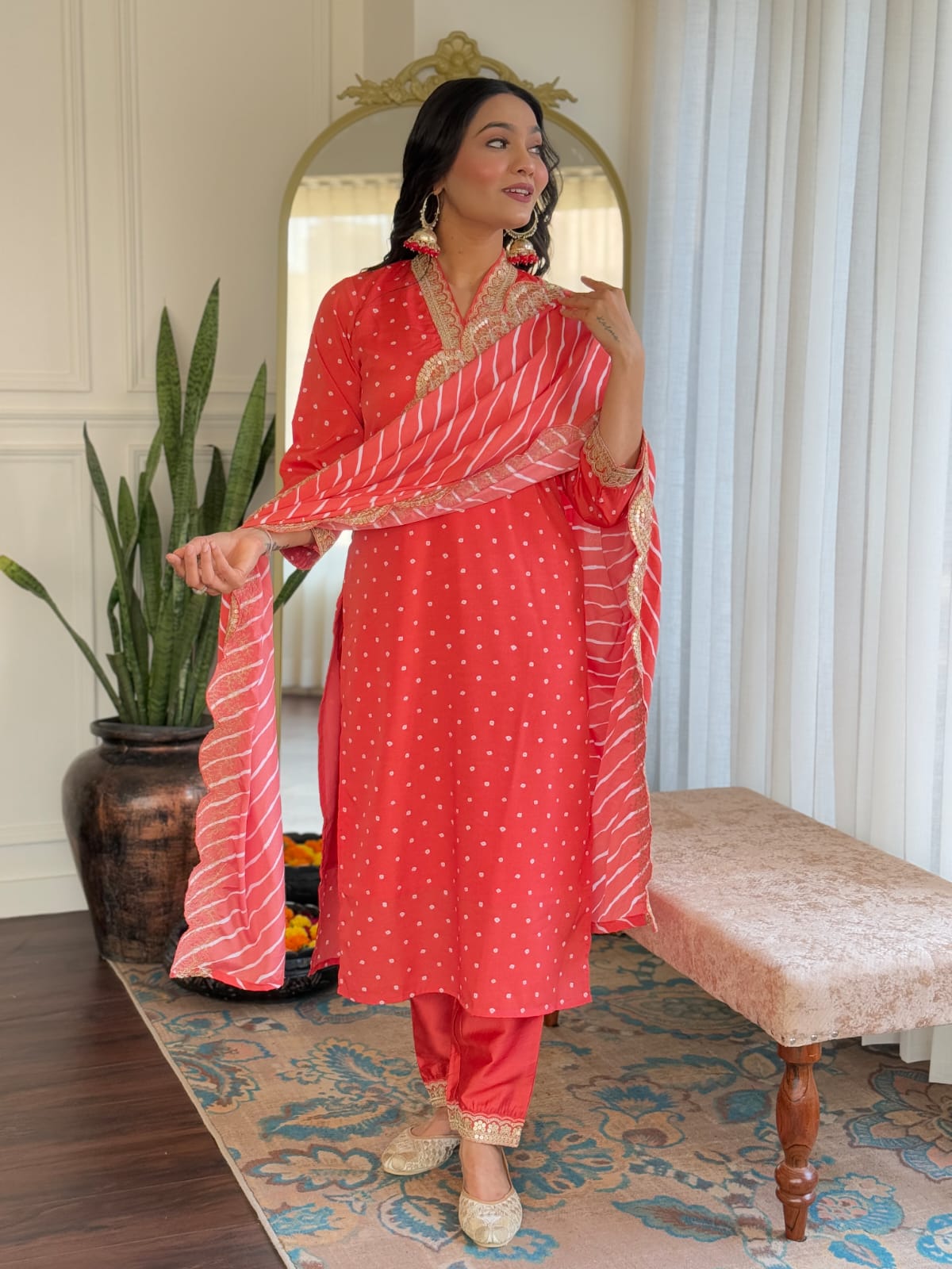 Bold & Beautiful Red Kurta with Dupatta