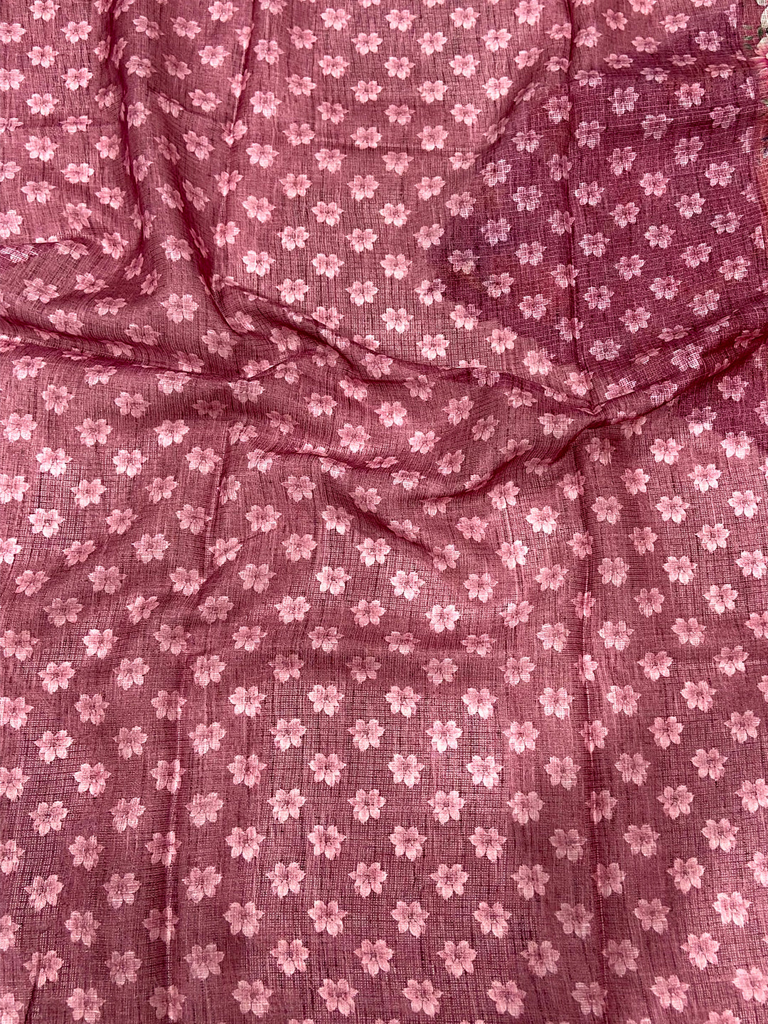 Rose Pink Kota Floral Digital Cut Work Saree by My Store