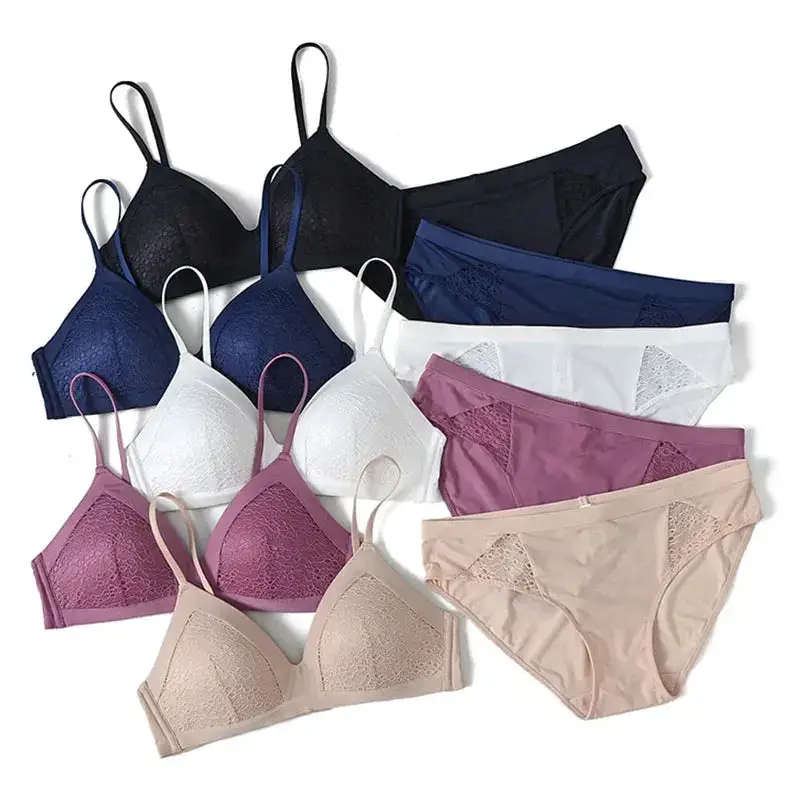 Women's Lightly Padded Wire Free Bra Panty Lingerie Set for Girl's Combo (Pack of 5) - My Store
