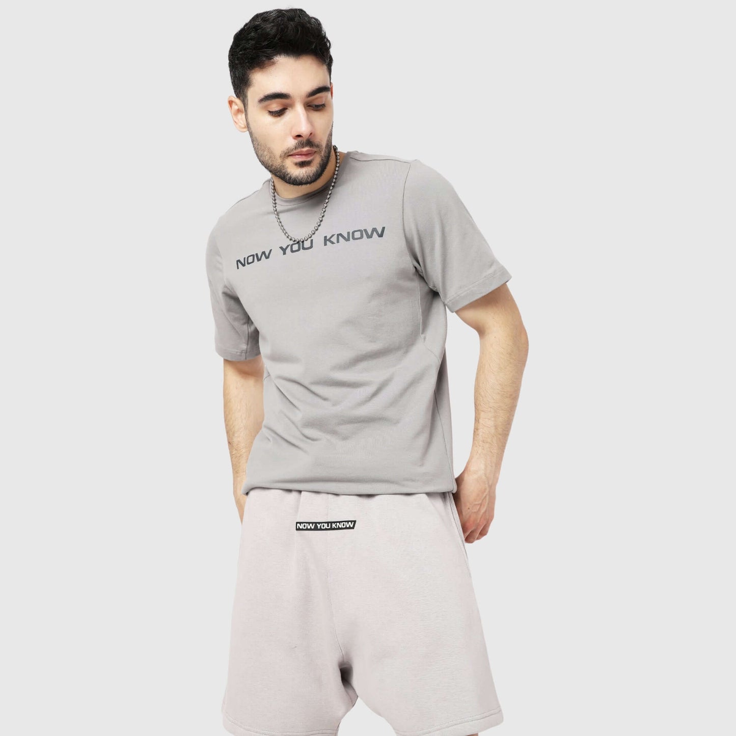 Grey Solid Relaxed Fit Shorts