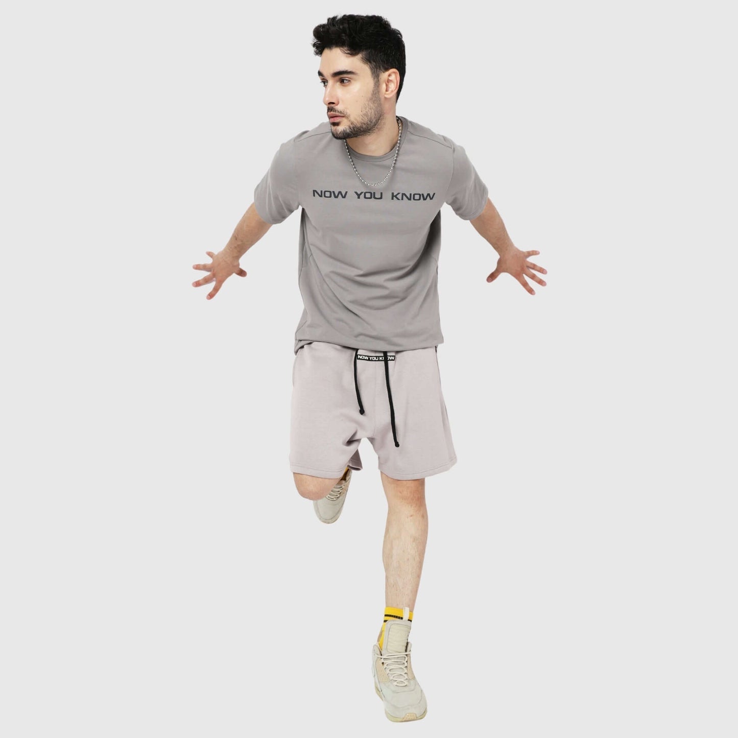 Grey Solid Relaxed Fit Shorts