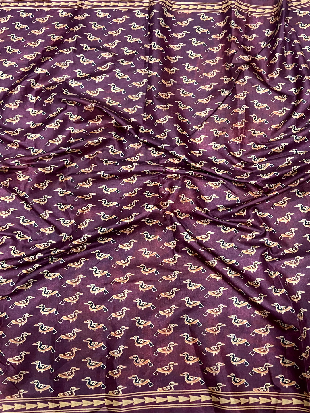Beige Soft Dola Silk Printed Saree