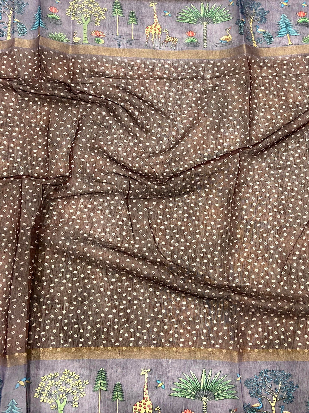 Exclusive Soft Chanderi Cotton Bandhej Print Saree by My Store