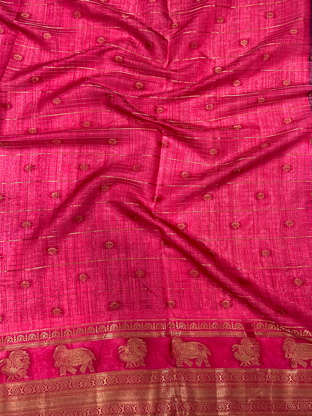Royal Blue Soft Dola Silk Striped Print Saree by My Store