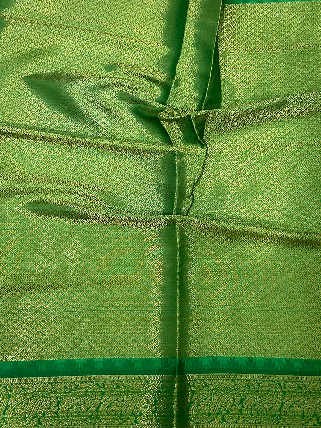 Green Banarasi Silk Pen Kalamkari Saree by My Store