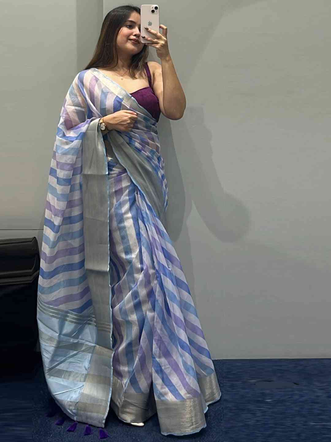 Soft Organza Leheriya Digital Print Party Wear Saree by My Store