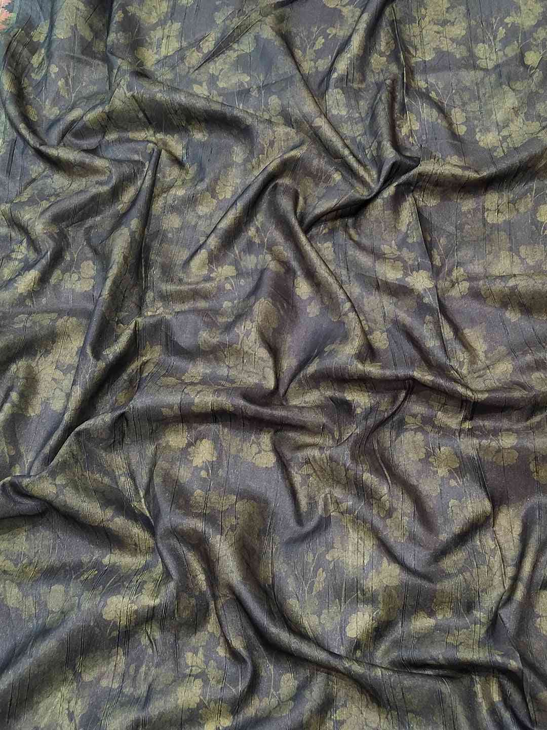 Pista Soft Silk Copper Zari Weaving Digital Floral Saree by My Store