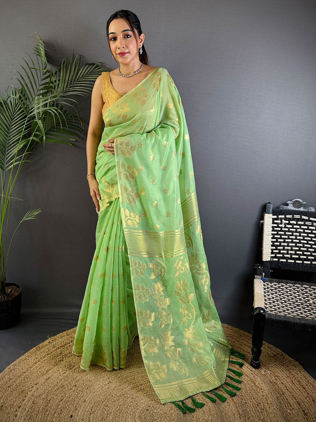 Elegant Essence Cotton Silk Dhakai Saree by My Store