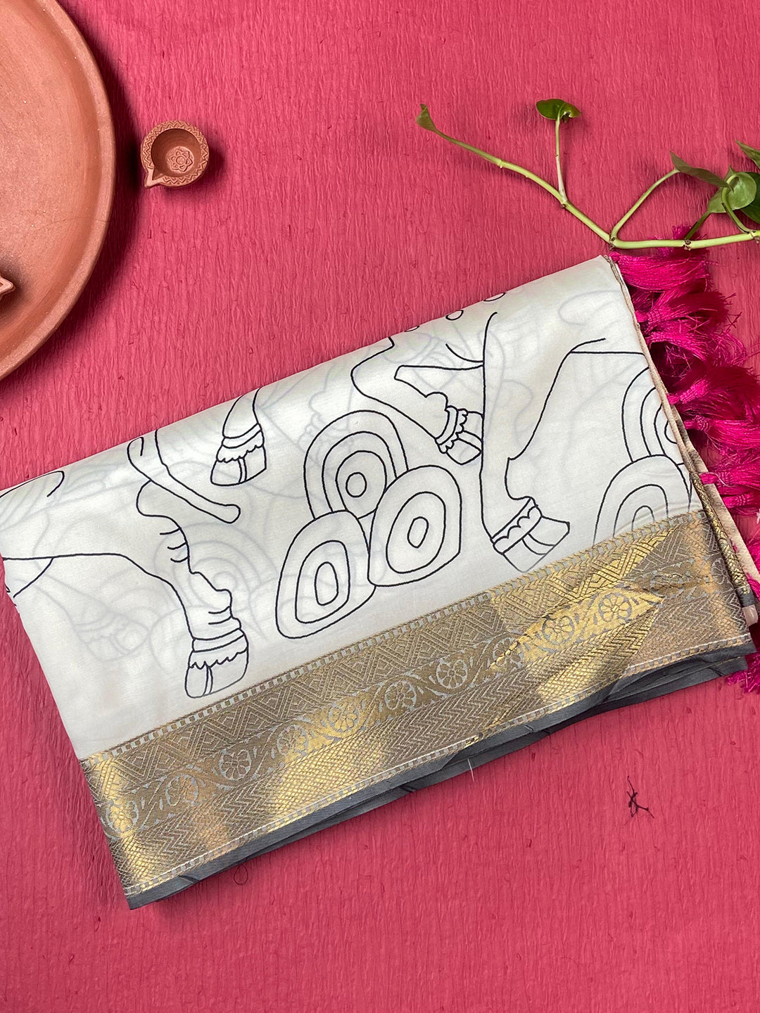 Stunning Kalamkari and Block Print Work Saree by My Store