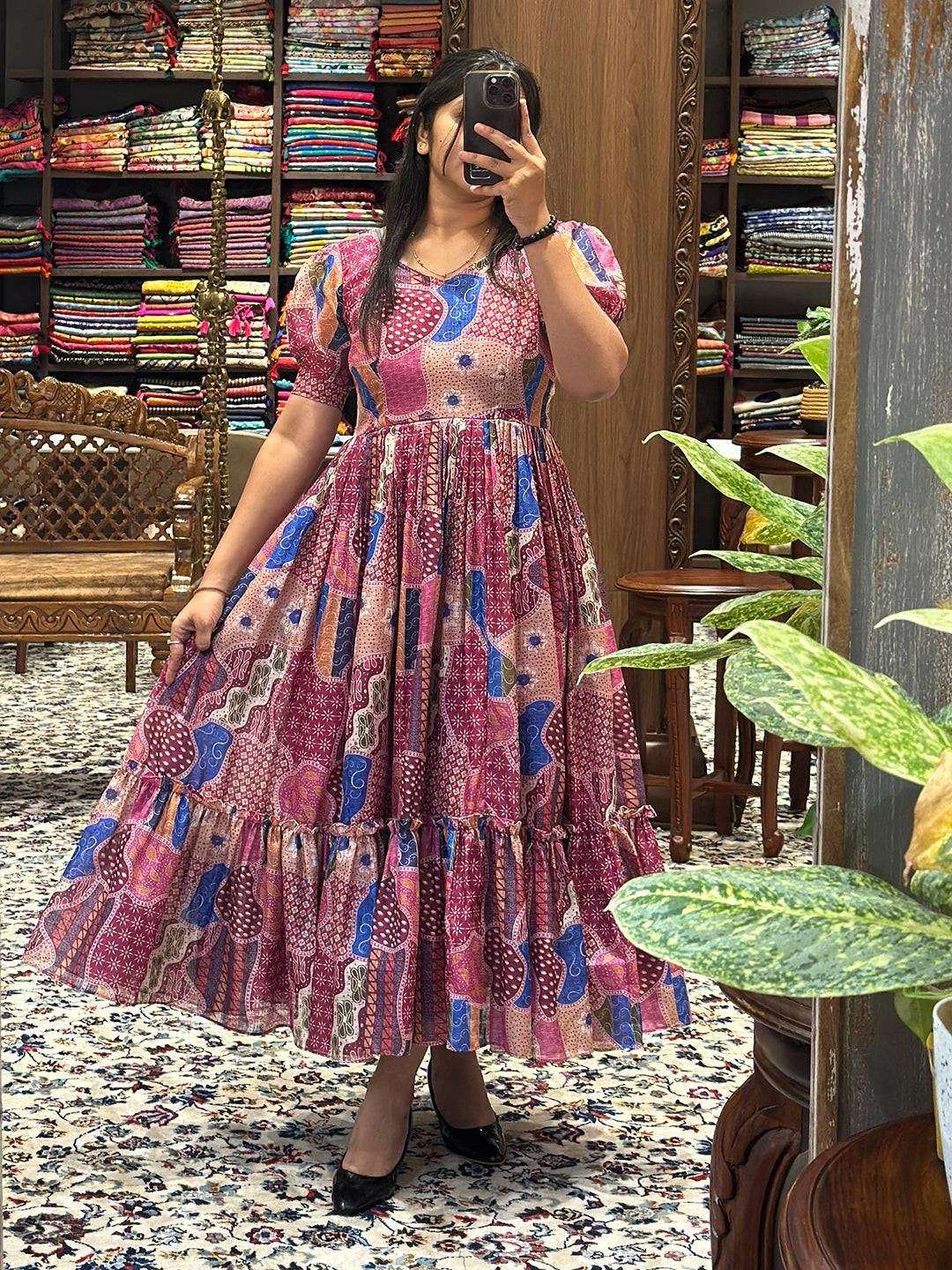 Desert Rose Patchwork Print Midi by My Store