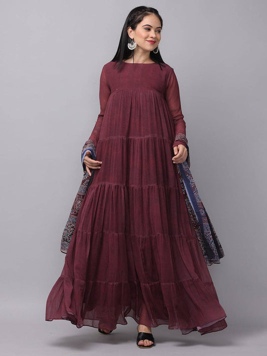 Mulberry Round Neck Long Dress by My Store