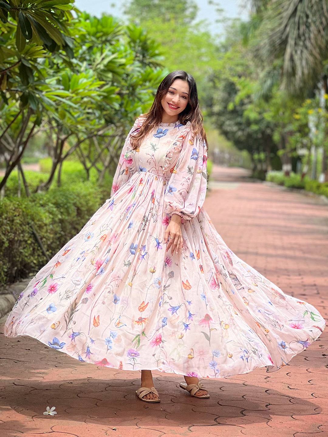 Champagne Blossom Maxi Dress