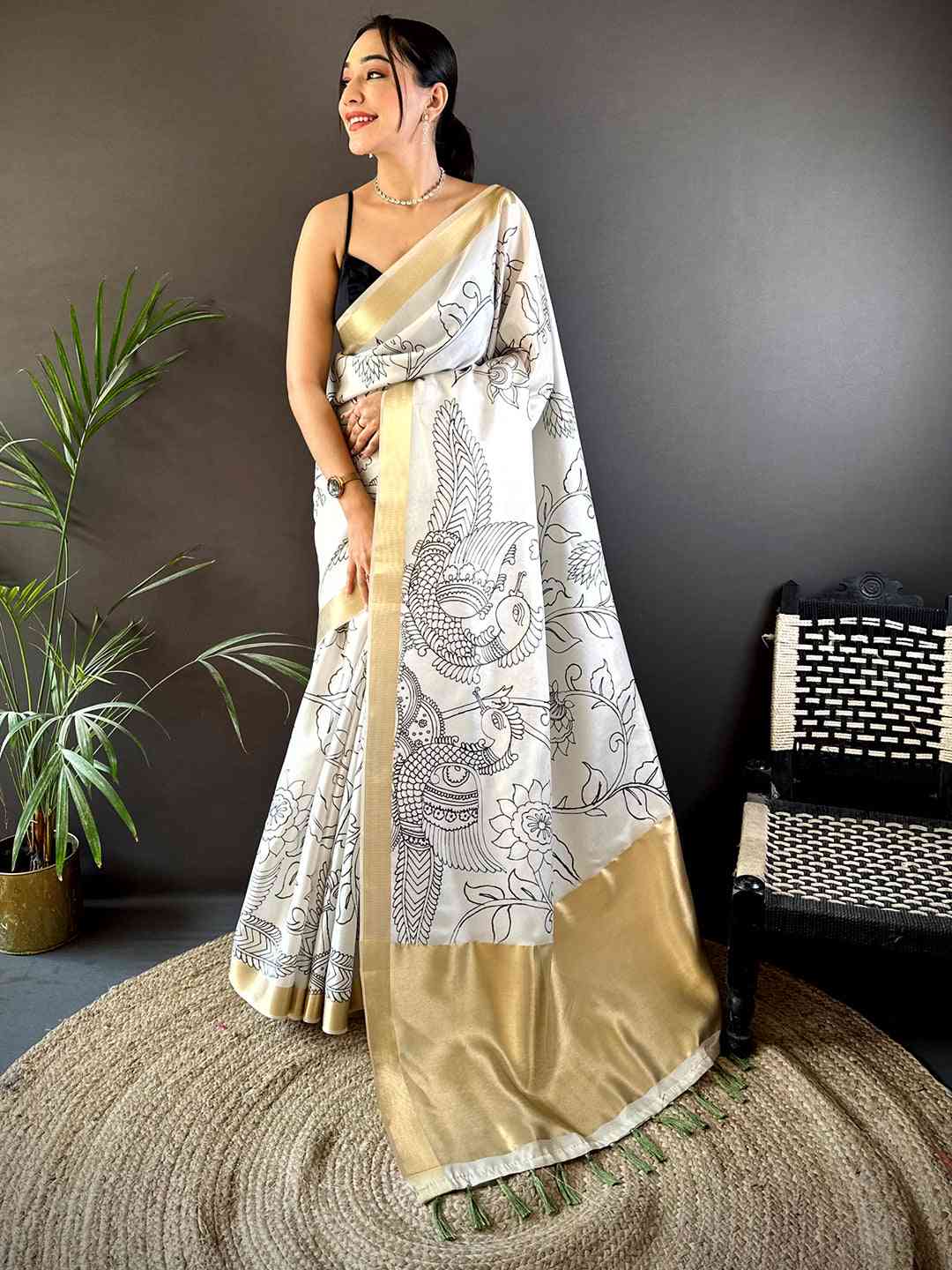 Exclusive Pen Kalamkari Soft Tissue Silk Saree by My Store
