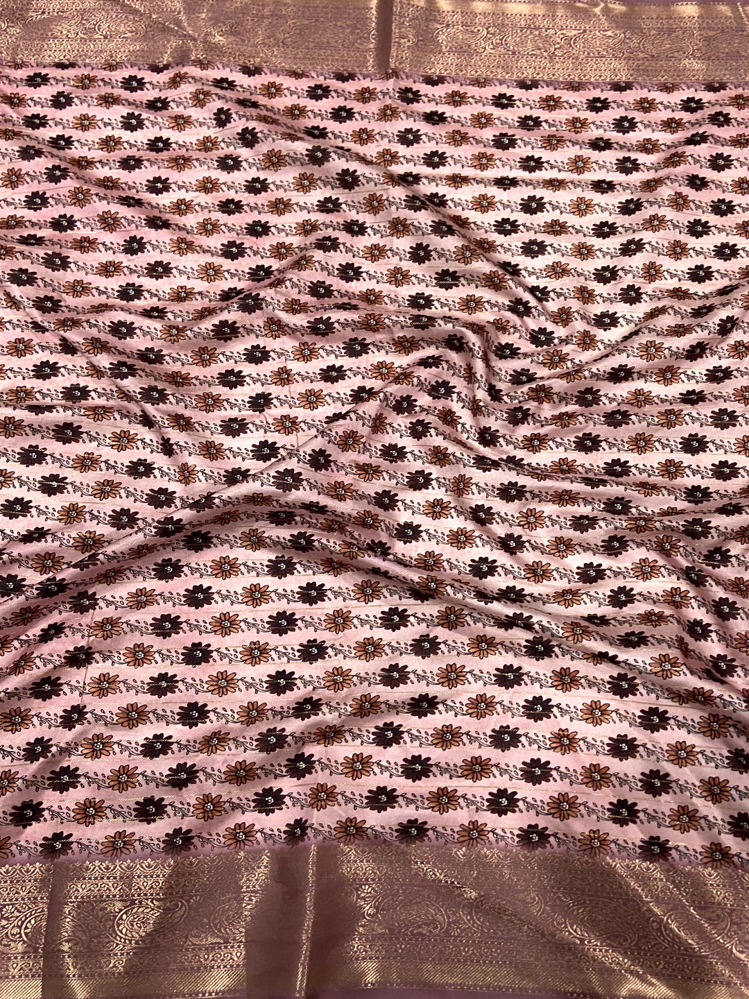 Rose Gold Freehand Design Gadwal Saree by My Store