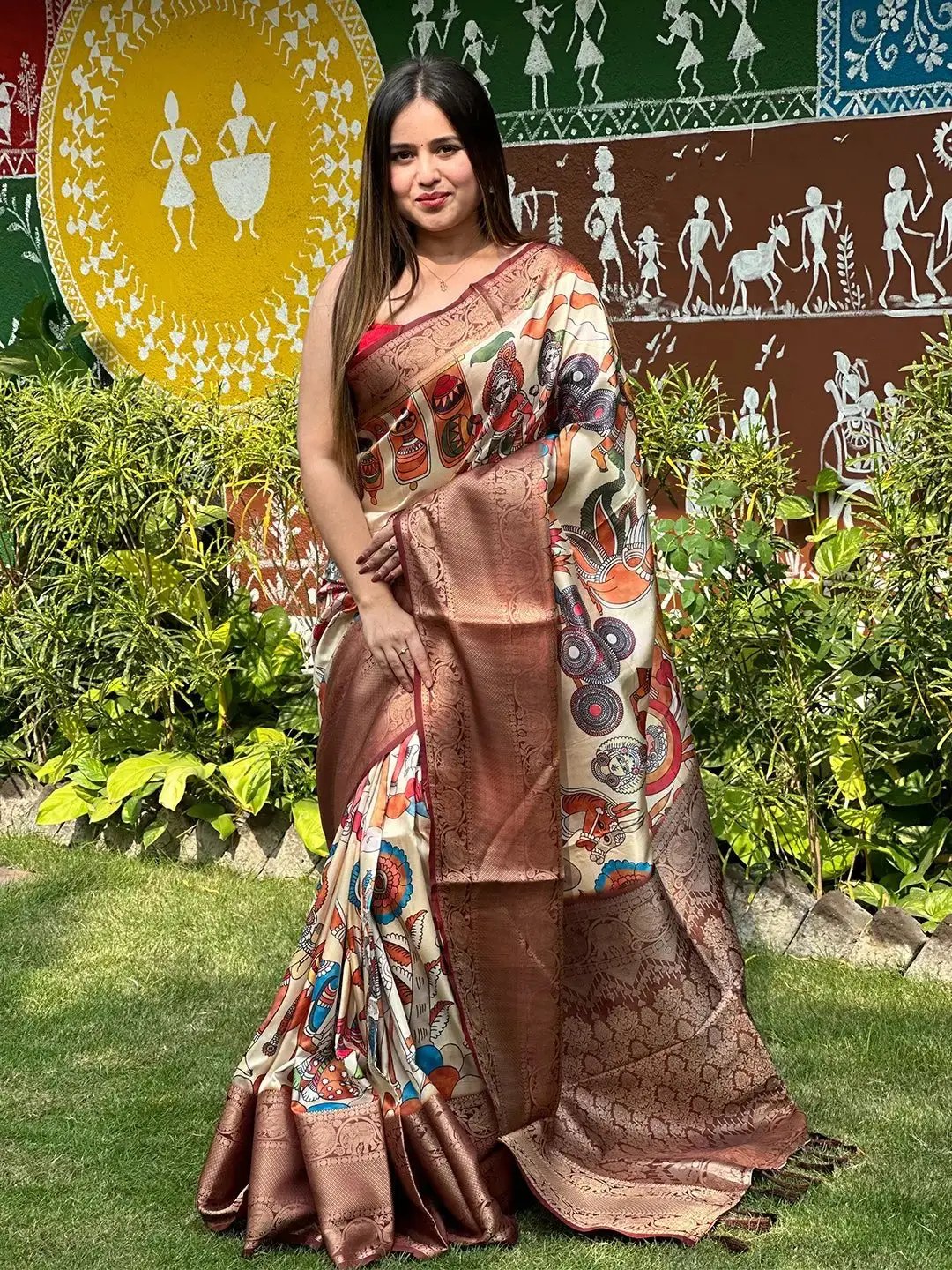 Soft Silk Kalamkari Digital Print Saree by My Store