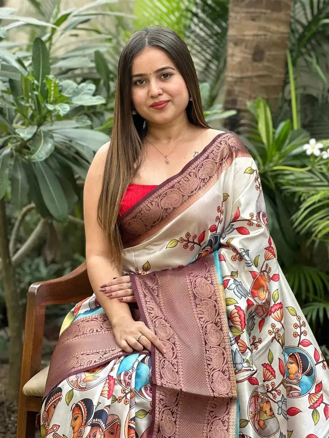 Soft Silk Kalamkari Digital Print Saree by My Store