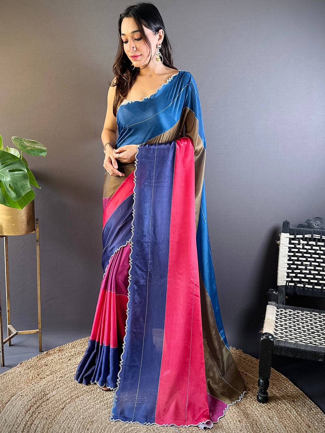 Radiant Multi Color Zarocan Saree by My Store